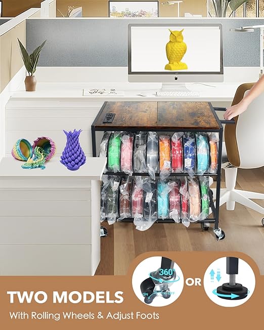 3D Printer Stand with Filaments Storage-Small 3D Printer Table for consumables Storage,Heavy Duty 3D Printer cart Desk Suitable for workshops, Studios and Offices
