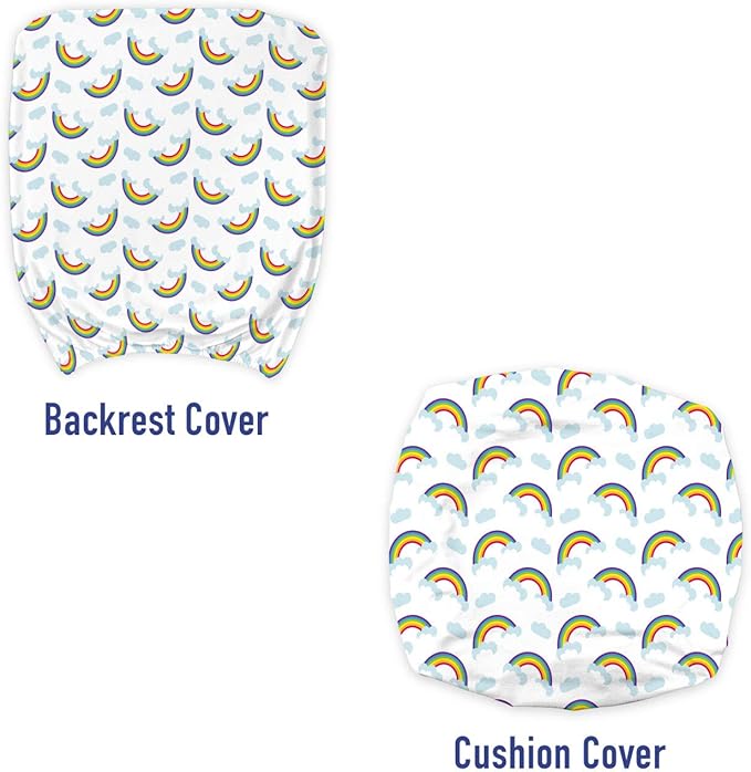 Ambesonne Rainbow Office Chair Slipcover, Rainbows Over Clouds Dreamy Sky Creative Joyful Playroom, Protective Stretch Decorative Fabric Cover, Standard Size, Blue Red Yellow