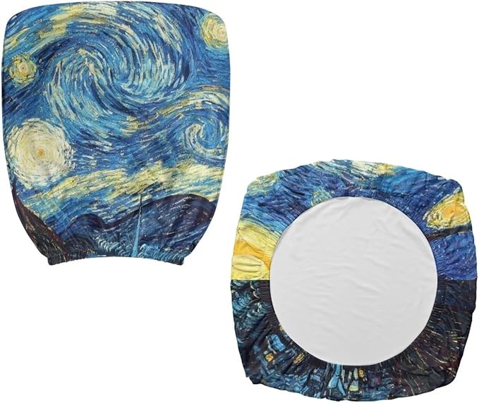 Van Gogh Starry Night Office Chair Covers Stretchable Office Chair Seat Cover 2 Piece Washable Gaming Chair Cover Universal Fit Most Wheelchairs,Computer Chairs,Gaming Chairs