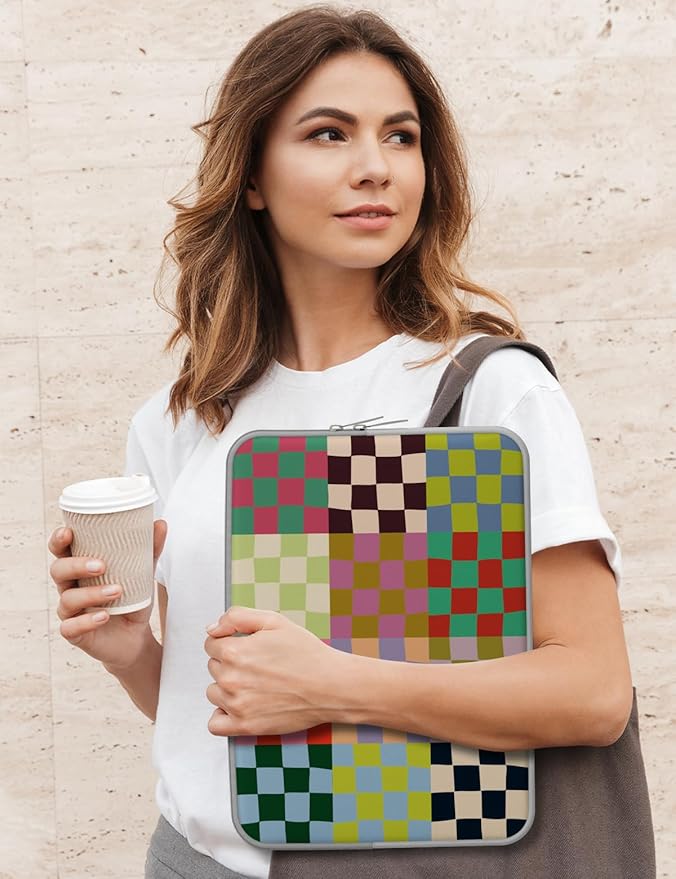 iCasso Laptop Sleeve 13 inch for MacBook Air 13-13.6 inch, Cute Laptop case for MacBook Neo/Pro 13 inch, Slim Protective Travel Carrying Case Sleeve for 14 inch Chromebook, HP, Dell, Checker