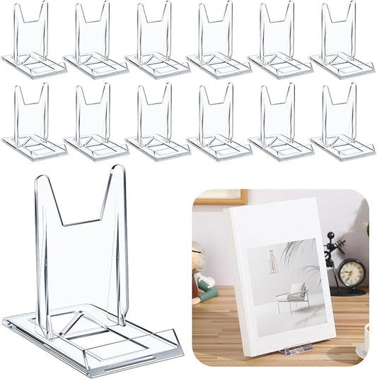 36 Pack Acrylic Book Stand for Display Adjustable Clear Display Holder Easel Collector Stand for Home Office Back to School Comic Album CD Magazine Postcard Artworks (4.2 x 4.3 x 2.35 Inch)