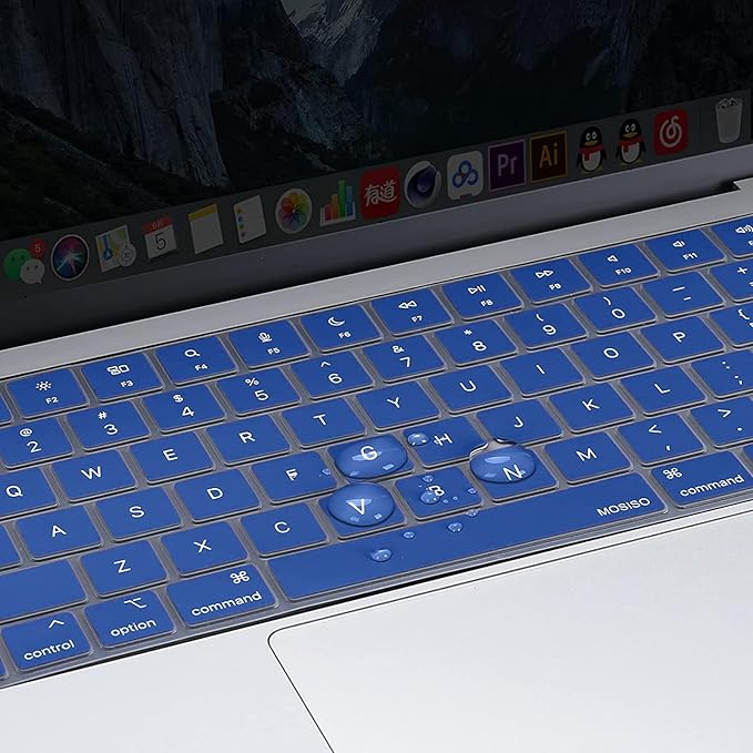 MOSISO Keyboard Cover Skin Compatible with MacBook Air 15 inch M3 A3114 M2 A2941/Air 13.6 A3113 A2681/Pro 14/16 M4 M3 M2 M1, Royal Blue