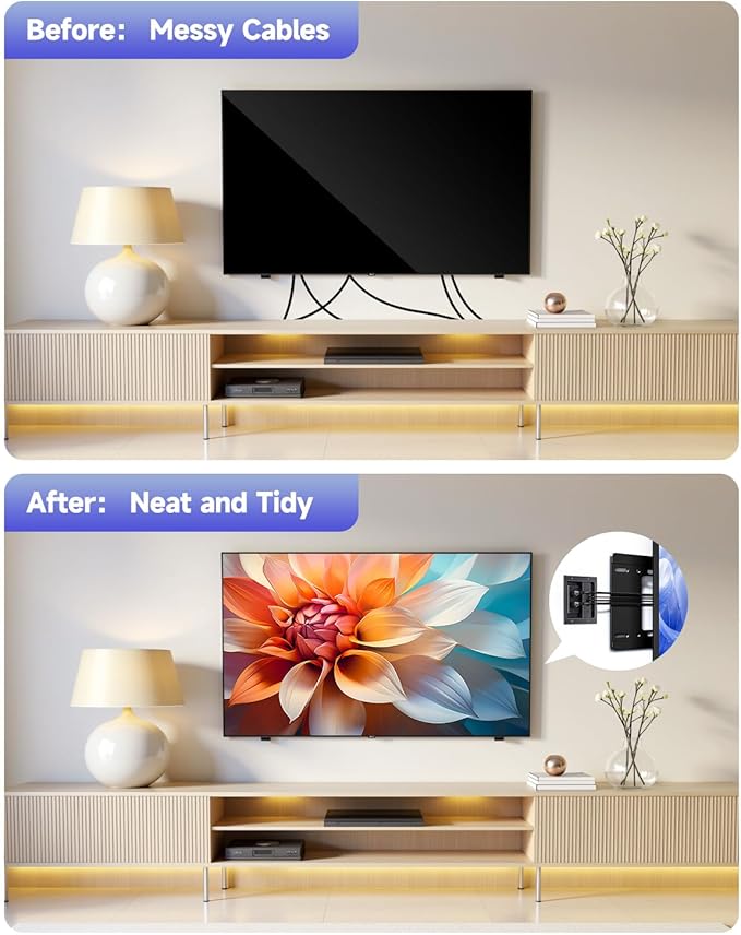 ZEXMTE in Wall Cable Management Kit, Wall Cable Concealer Kit for TV, Recessed Outlet for Low Voltage Cables, Cord Hider Fits All Plugs for Wall Mounted TV & Cable Pass Through, Black