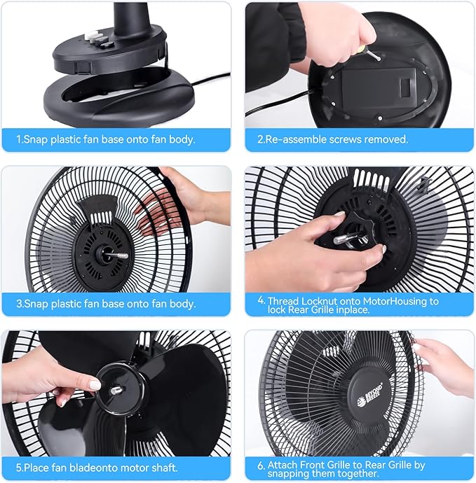 BEYOND BREEZE Oscillating Table Fan Quiet 3-Speed 12-Inch Adjustable Tilt Fan with Safety Grill, Ideal for Home, Office, Dorm, Black