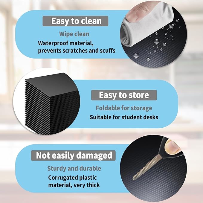 24 Pack Black Desk Dividers for Students, Waterproof Plastic Study Boards, Durable Exam Privacy Shields, Classroom Privacy Folders, Ideal School Supplies for Focused Learning (24 Pack)