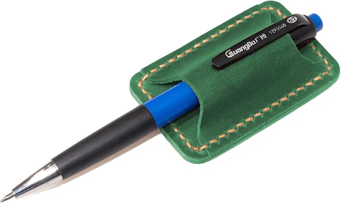 Handmade Leather Pen Holder Clip Notebook Pen Loop Stylish, Leather Pen Holderfor Books, notebook pen pencil holder clip and Practical Pen Organizer (Single Pen Holder (Green))