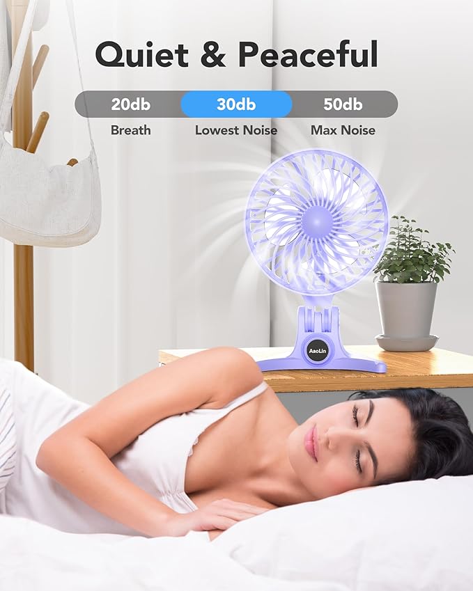 AaoLin USB Desk Fan, Small Fans with CVT Variable Speeds, Strong Cooling Airflow, Quiet Portable, Desktop Mini Personal Table Fan for Room, Home, Office, Bedroom, Purple