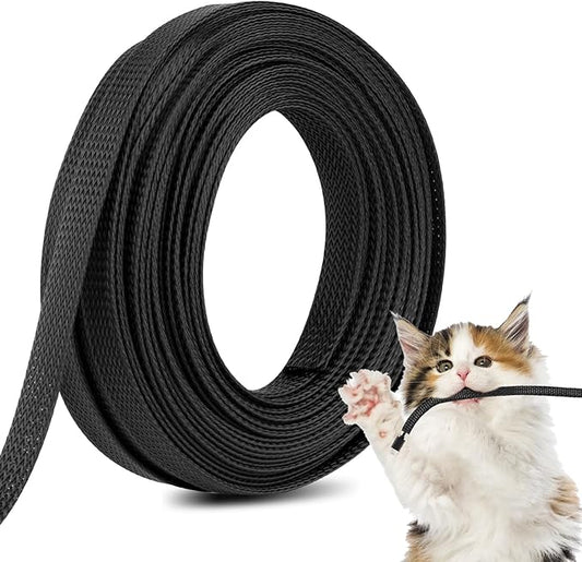50ft 1/2 Braided Wire Loom PET Cable Loom Expandable Braided Cable Sleeving Mesh Automotive Split Wire Loom for TV, Computer, Home Theater, Black