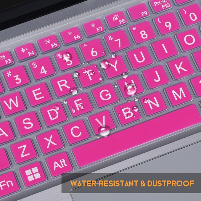 Large Print Keyboard Cover Skin for Dell Latitude 7420 7430 7440 7450 14", Latitude 14" 3440 3450 5420 5430 5431 5440 5450 9420 9430, Latitude 9510 9520 7520 15.6 & 7650 7640 16" Laptop, Hot Pink