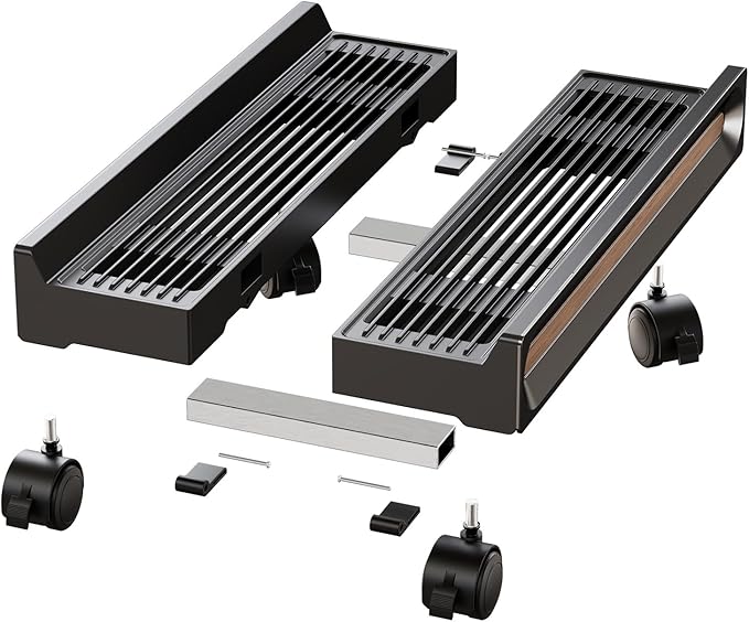 Adjustable Mobile CPU Stand,Ventilated PC stand for floor, Computer Tower Stand with Locking Caster Wheels Fits Most PC,Computer Mobile Cart Holder for Office,Gamers and Students