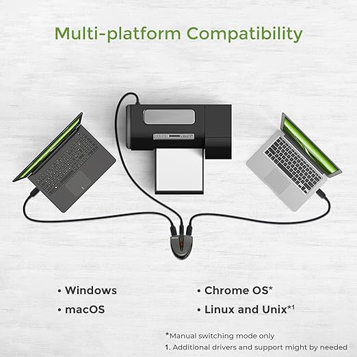 IOGEAR 2 Port USB 2.0 Switch - Auto Printer Switch - Manually or Auto Control - LEDs Indicate - Plug n Play - GUB231