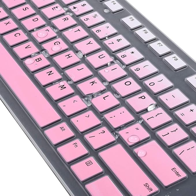 Keyboard Cover for Dell KB216 Wired Keyboard & Dell KM636 Wireless/Dell Optiplex 5250 3050 3240 5460 7450 7050/Dell Inspiron AIO 3475/3670/3477 All-in one Desktop Keyboard Protective Skin, Ombre Pink