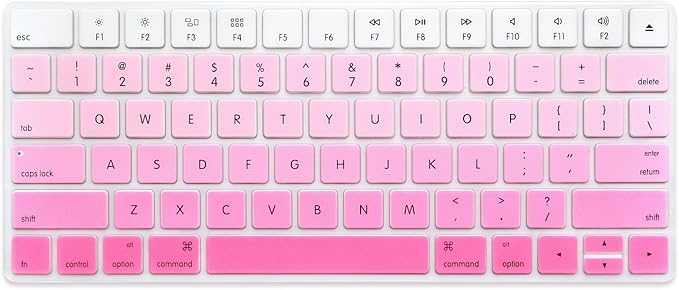 ProElife Ultra Thin Silicone Keyboard Protector Cover Skin for Apple Magic Keyboard & Magic Keyboard 2 (U.S Version, Model: MLA22L/A-A1644, Without Numeric Keypad) (Ombre Pink)