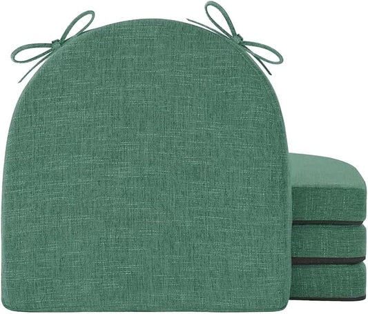 IPYNBAP Chair Cushions for Dining Chairs, Kitchen Chair Cushions, 16'' x 16'' x 2'', Non Slip Indoor Seat Cushions, Chair Pads for Dining Chairs with Ties & Removable Cover, Set of 4, Dark Green