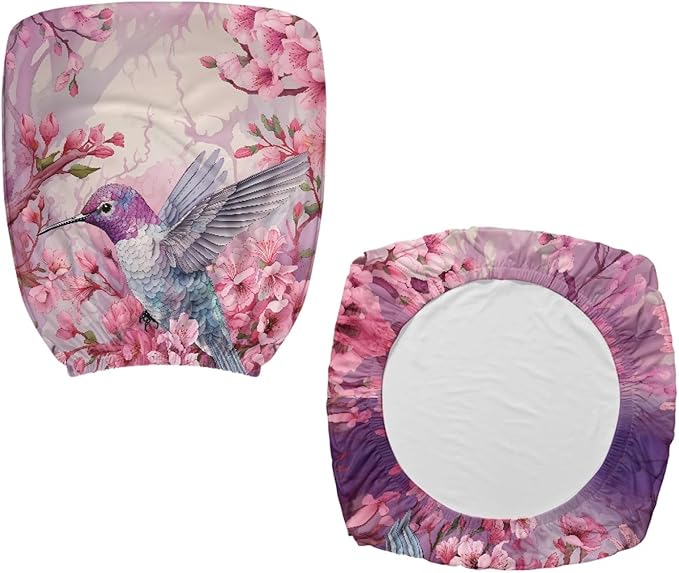 GLENLCWE Pink Hummingbird Flower Office Chair Cover,Modern 2Pack Desk Chair Covers Washable&Stretch Computer Chair Slipcovers for Home Office