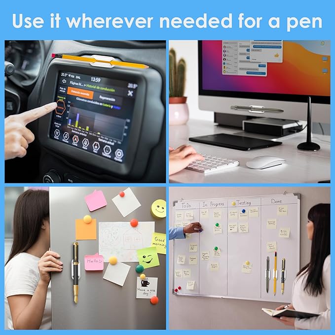 VZZNN 20 PCS Adhesive Pencil Holders for Desk, Silicone Pencil Holder for Notebook, Marker Holder for Clipboard and Wall, Classroom School Office Desk Accessories, Teacher Supplies