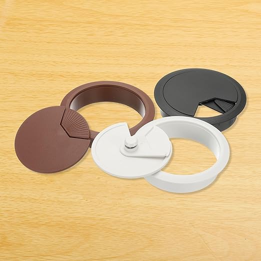 PATIKIL 3.1 Inch/80mm Desk Grommet, 6Pcs Cable Grommet Wire Management Cable Hole Cover Cord Organizer for Office Home Table Countertop, Silver/Black/Yellow
