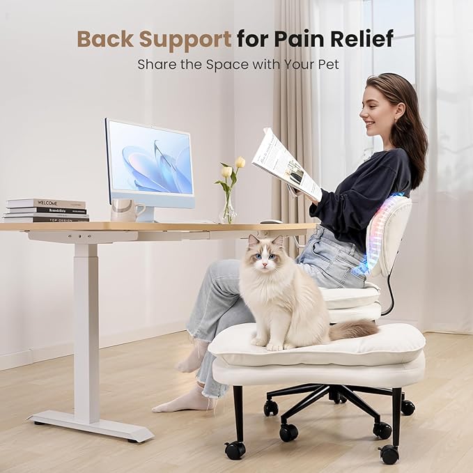 HOMRELEXA Cross Legged Office Chair, Ergonomic Cloud Criss Cross Desk Chair, Meditation Chair with Wheels, Height Adjustable Seat for ADHD, Wide Kneeling Chair with Back Support