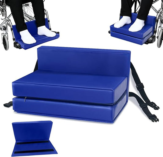 JZHLLA Adjustable Wheelchair Footrest High Density Foam Wheelchair Leg Rest Waterproof PU Leather Wheelchair Foot Support Soft Leg Cushion Protector for Home Hospital
