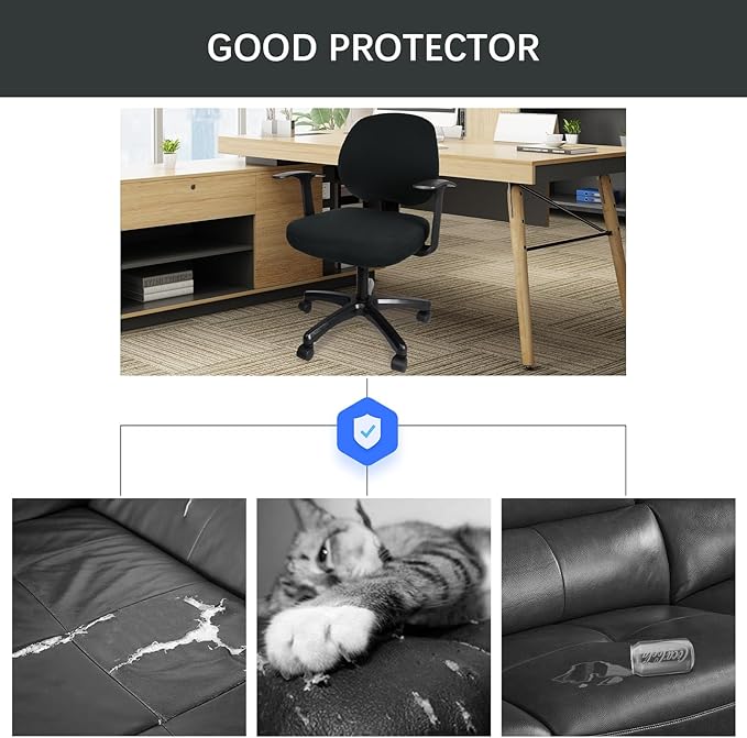 WOMACO Office Computer Chair Cover, Stretch Universal Rotating Rolling Desk Chair Slipcover, Stretchable Office Chair Seat Protector (Black)