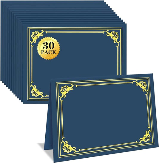 30 Packs Certificate Holders, Navy Blue Certificate Covers, Diploma Holders, Certificate Folders with Gold Foil Border for Letter Size 8.5" x 11" Certificates, Diploma, Documents, Award Cover