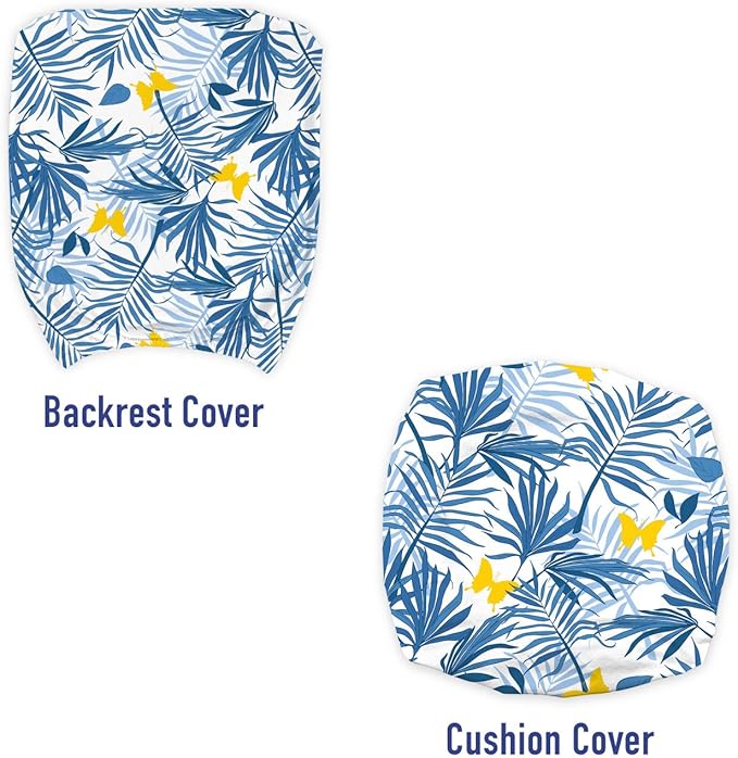 Ambesonne Tropical Office Chair Slipcover, Exotic Palm Leaves and Butterflies, Protective Stretch Decorative Fabric Cover, Standard Size, Blue Azure