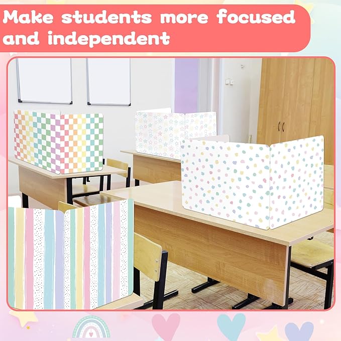 gisgfim 12 Pack Privacy Shields for Student Desk Pastel Desk Dividers Durable Privacy Folders Testing Dividers Shield Study Boards Panel Partition for Classroom Teacher Back to School Supplies