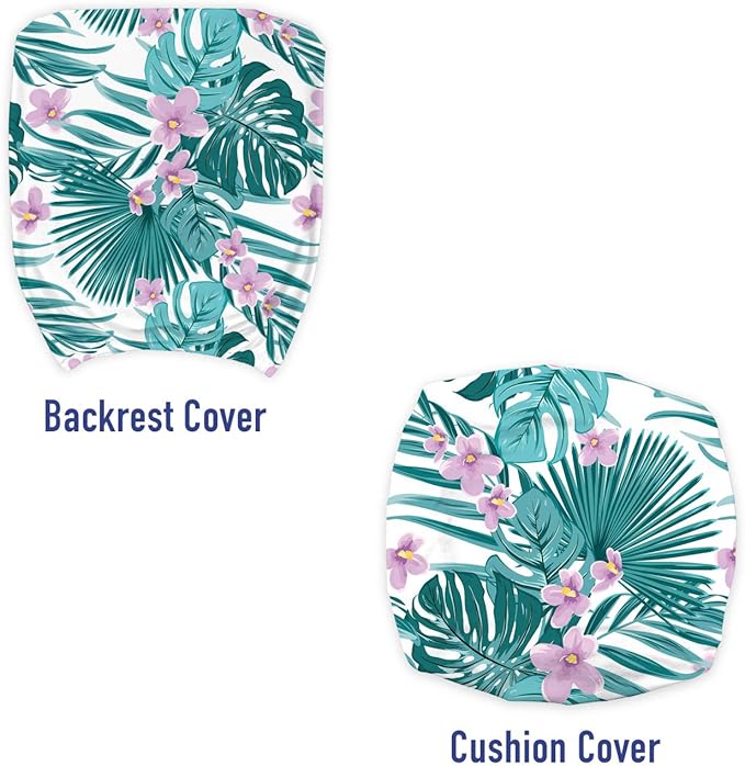 Ambesonne Tropical Office Chair Slipcover, Continued Layout of Palm Leaves Jungle Coconut Monstera Summer Artwork, Protective Stretch Decorative Fabric Cover, Standard Size, Teal Purple