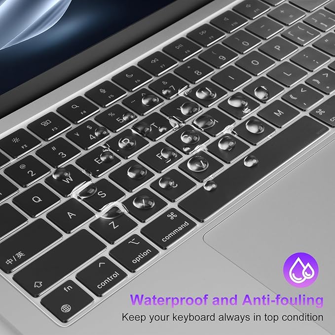 MOSISO 2 PCS Keyboard Cover, Keyboard Protector Compatible with MacBook Neo 13 inch 2026 A18 Pro, Compatible with MacBook Air 15/Air 13.6 M5 M4 M3 M2/ Pro 14/Pro 16 M5/M4/M3/M2/M1/, Clear