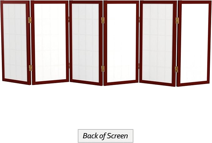 2 ft. Short Desktop Window Pane Shoji Screen - Rosewood - 6 Panels