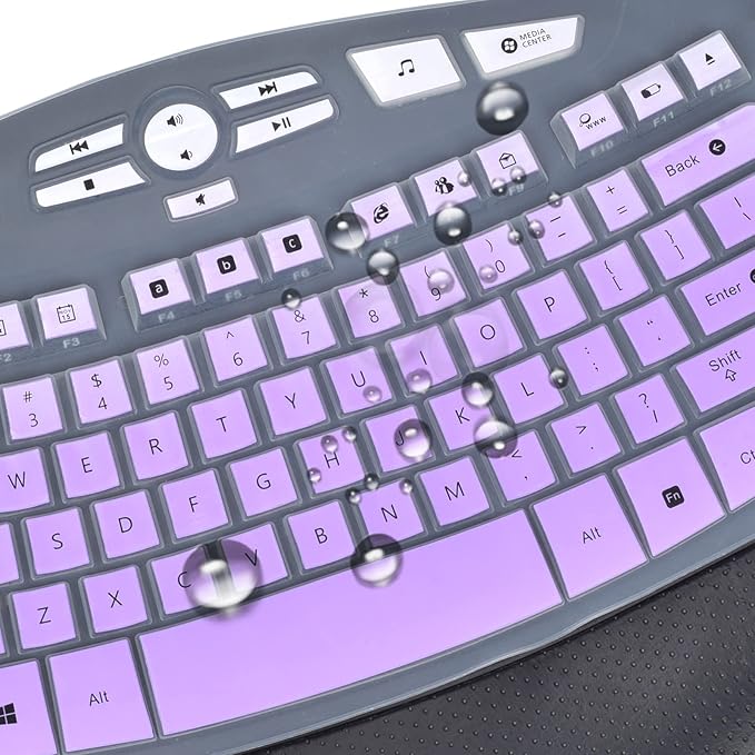 Keyboard Cover Compatile with Logitech K350 MK570 Wireless Wave Keyboard, K350 & MK570 Keyboard Skin Protector - Gradual Purple