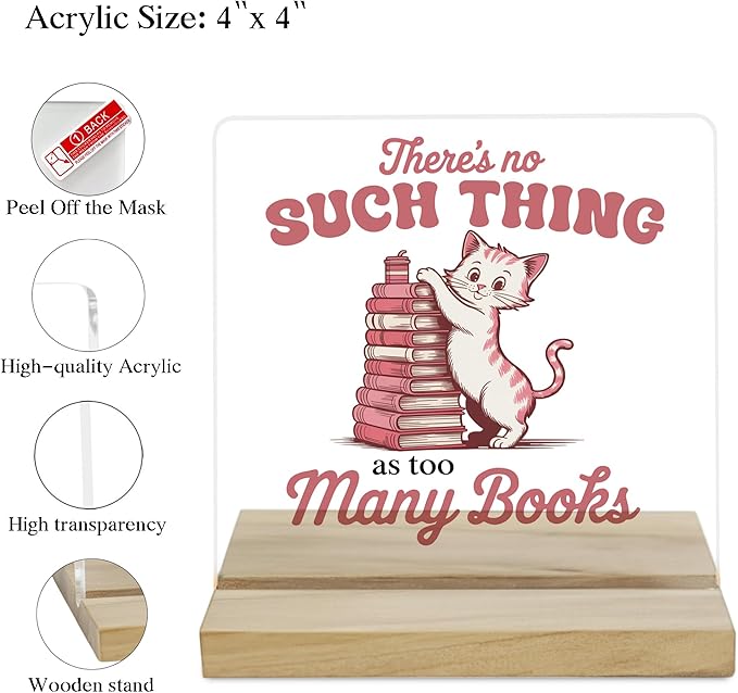 Book Reading Desk Decor Sign, Reading Room Decor for Book Lovers Acrylic Plaque