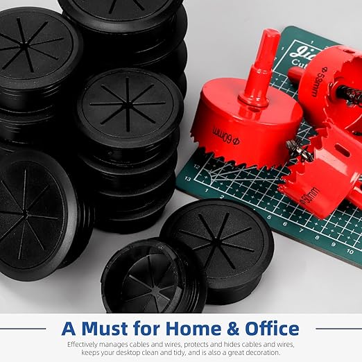 10Pcs Desk Grommet 2 inch/50m,Cable Grommet with Hole Saw & 15 Zip Ties,Desk Hole Grommet Desk Cord Hole Cover Desk Cable Grommet for Office Home Desk Table