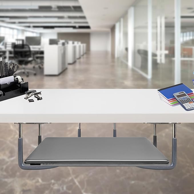 TidyFriend Rubberized Under Desk Laptop Mount - 3 Racks in 1 Sets, Laptop Under Desk Mount, Organizer Rack with Screws