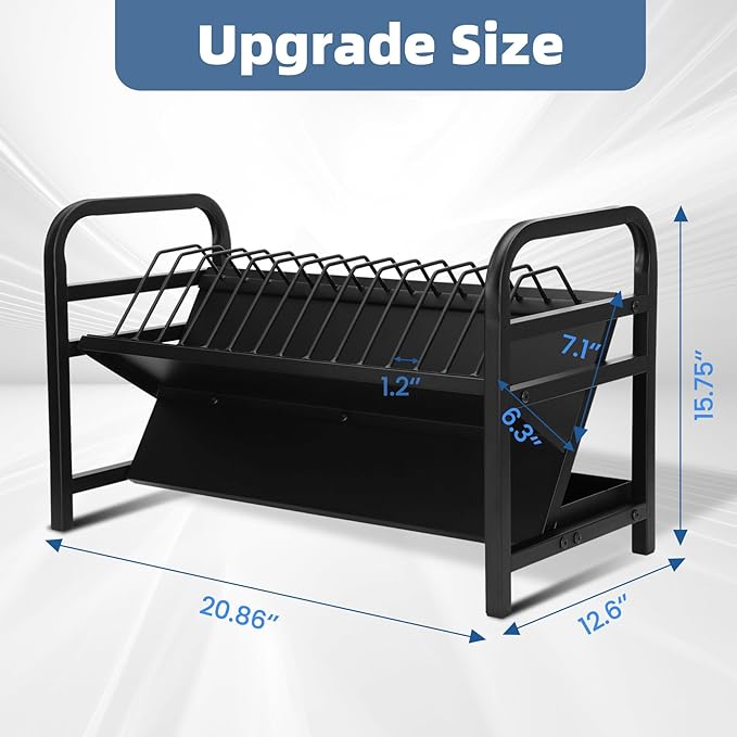 14-Slot Open Charging and Storage Rack, Chromebooks Charging Station with Leveling Feet, Effective Heat Dissipation, for iPads, Tablets and Laptop Computers, for Classroom|Office|Library