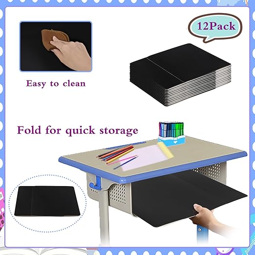 EARTHSON 12 Pcs Desk Dividers for Students, Coated Paper Privacy Shields Folder for Students, Privacy Folders for Students Desks, Test Divider Classroom Teacher Supplies Office Home, Black
