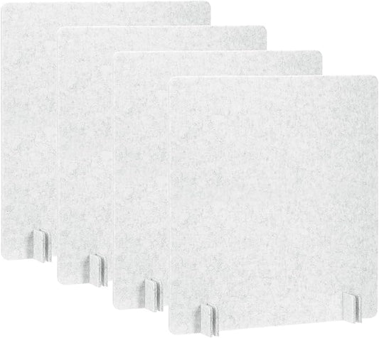 PATIKIL Desk Dividers 24" x 24", 4 Pack Desk Privacy Panel Freestanding Noise Reducing Partition Acoustic Panel with 4Pcs Support Feet for Testing Office Home Library, Light Gray Style B