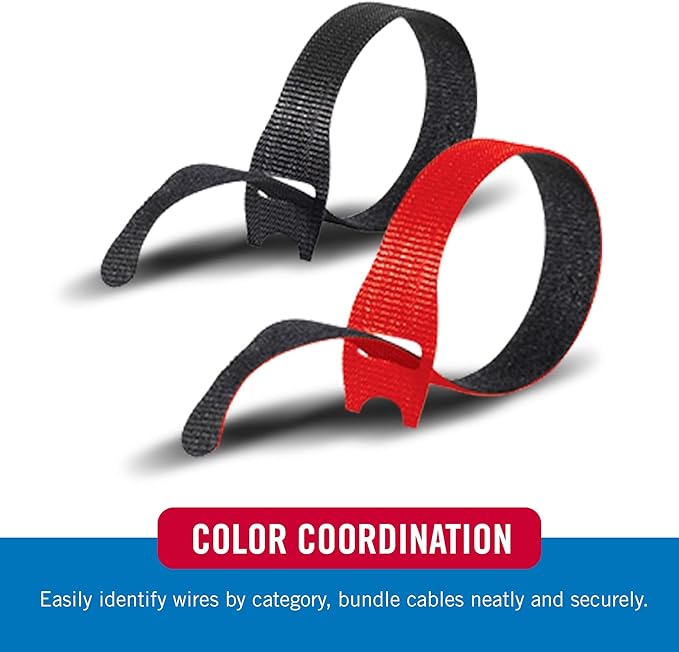 VELCRO Brand ONE WRAP Thin Ties | Strong & Reusable | Perfect for Fastening Wires & Organizing Cords | Black/Gray, 15in x 1/2-Inch | 30 Count (94257)