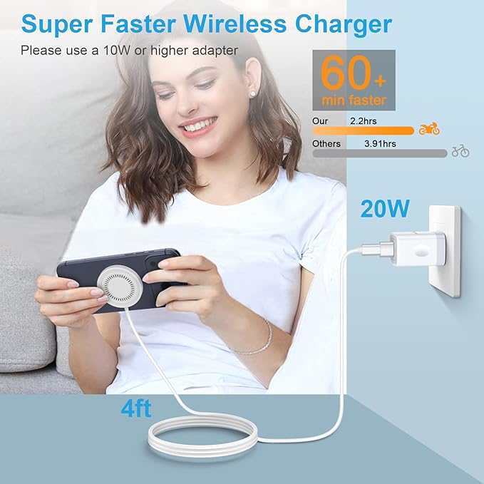 Magnetic Wireless Charger MagSafe Charger Fast Charging Pad for iPhone 17e/17 Pro Max Air 16 15 Plus 14 13 12, AirPods, USB-C/A Mag-Safe Charging Dock for Google Pixel 10a 10 Pro XL 10 Pro 9 9a 8 8a 7