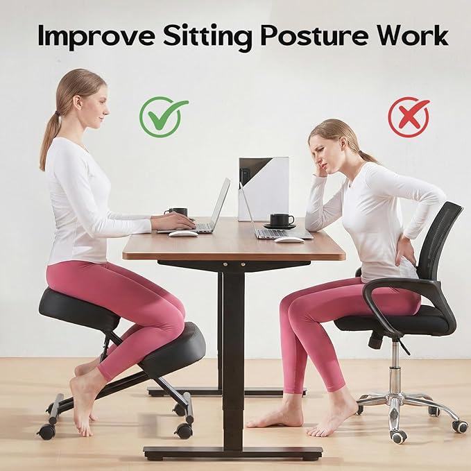Kneeling Chairs PU Leather Ergonomic Home Office Chair Adjustable Height Seat Rolling Wheels Comfort Thick Cushion Work Stool Improve Posture Chairs