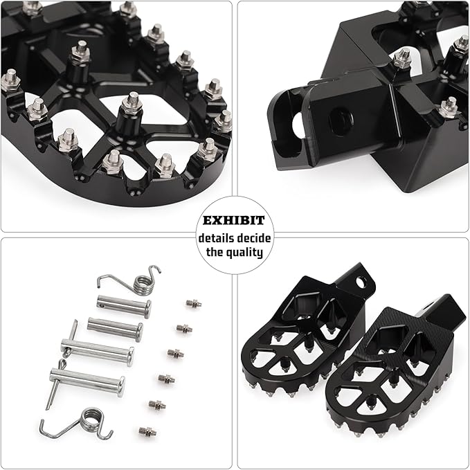 XINGWU Dirt Bike Footpegs Wide Foot Pedals CNC for CRF50 CRF70 CRF110 XR50 XR70 XR110 SSR CT200U KAYO SDG Pit Bike 50cc 70cc 80cc 90cc 100cc 110cc 125cc 150cc Mini Bike Foot Pegs Footrest Black
