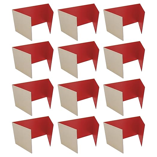 Flipside Products 18”x 48” Red Study Carrel, Privacy Boards, Student Privacy and Focus Booth for The Classroom, Desk Divider Cubby for Tests, Made in USA - 12 Pack