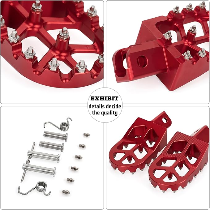 XINGWU Dirt Bike Footpegs Wide Foot Pedals CNC for CRF50 CRF70 CRF110 XR50 XR70 XR110 SSR CT200U KAYO SDG Pit Bike 50cc 70cc 80cc 90cc 100cc 110cc 125cc 150cc Mini Bike Foot Pegs Footrest Red