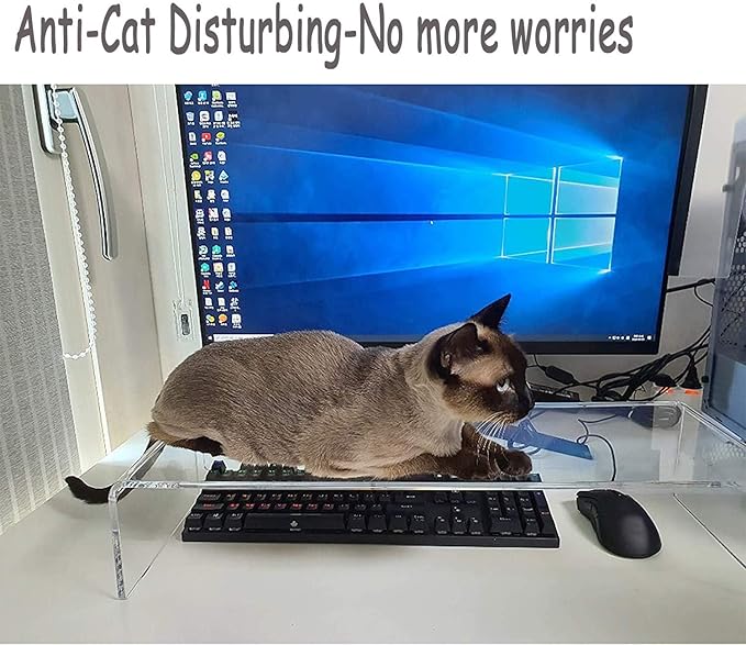 Clear Acrylic Keyboard Cover Protector Anti-Cat,2 in 1 Keyboard Bridge Protector and Monitor Stand