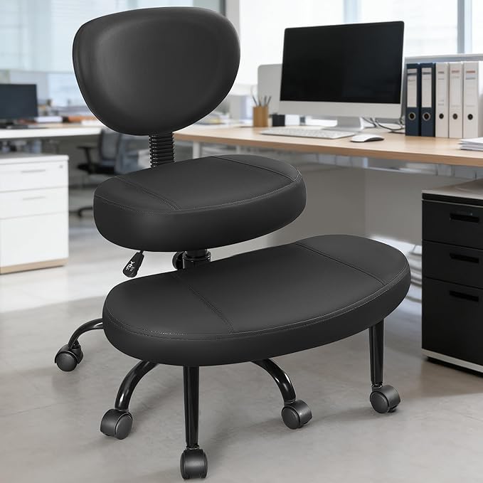 Cross Legged Office Chair with Wheels, Ergonomic Kneeling Chair with Lumbar Support and Adjustable Height for Meditation, ADHD Desk & Yoga