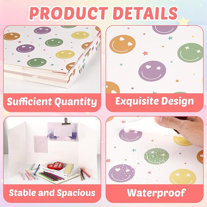 30 Pack Desk Dividers for Students Rainbow Pastel Privacy Folder for Students Waterproof Study Carrel Dividers Testing Divider Privacy Classroom Shield Folder Boards for Classroom Teacher Supplies