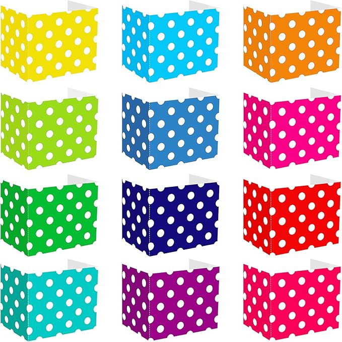 SATINIOR 24 Pcs Privacy Folders for Students, Desk Dividers for Classroom Testing, Student Privacy Boards Classroom Must Have, 12 Colors Study Panel for School Teacher Supplies(Dot)