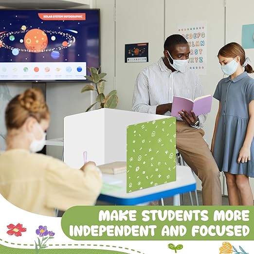 Sherr 50 Pcs School Privacy Boards Bulk for Student Classroom Desk Trifold Divider Panels Privacy Partition Folders Screen Partition for Student Teacher, 15.8 x 13.4 x 11.81 Inches(Stationery Style)