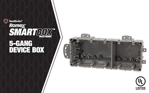 Southwire MSBMMT5G 5 Gang Multi Mount Device Box with Depth Adjustable; Heavy Duty 42lb ; Gray