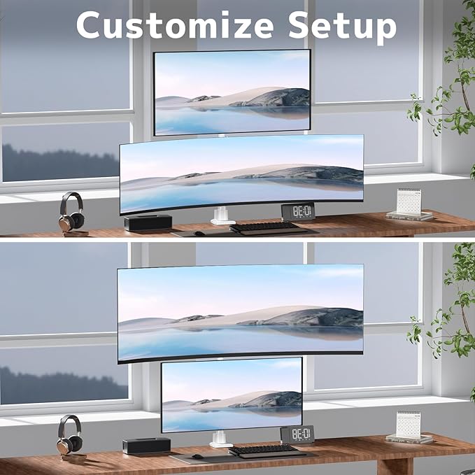 Dual Monitor-Arm Heavy Duty Ultrawide - 24-57 inch Vertical Dual Monitor Mount, Adjustable Stacked Double Monitor Desk Mount Stand, Max Load 59.4 lbs (per Arm), VESA 75/100 mm, White